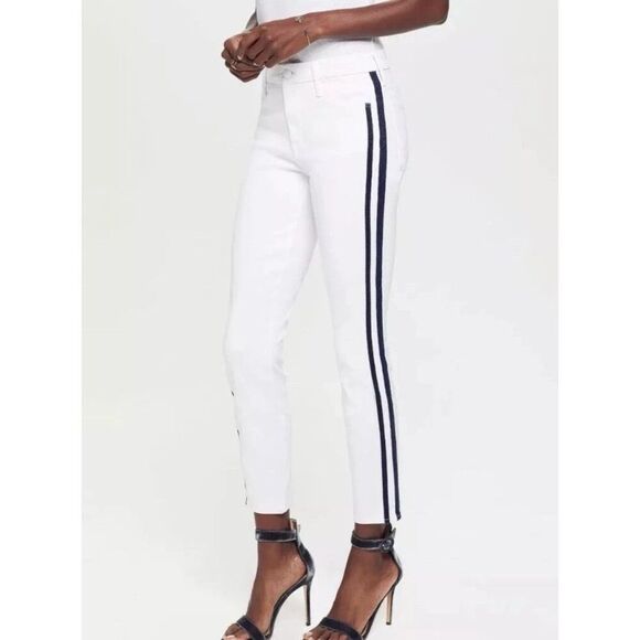 Mother The Looker White Cropped Ankle Glass Slipper Racer Jeans Women’s sz 30 - Picture 1 of 7